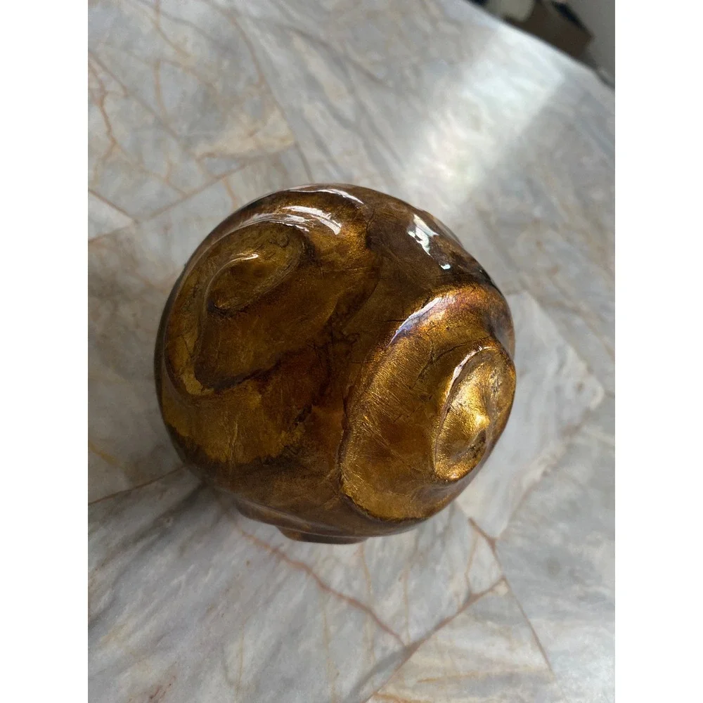 Pier 1‎ Decorative Orb Metallic Gold Bronze Swirl Textured Bowl Filler 4 Inch